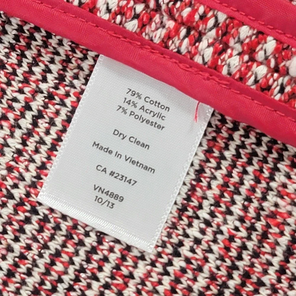 Talbots Petites Textured Knit Blazer Career Office Jacket Red White Women's 6P